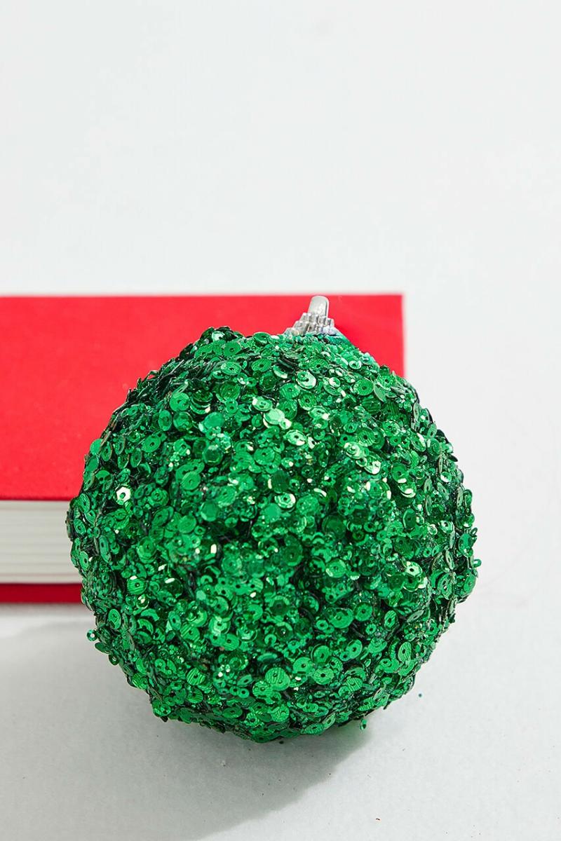 Ornaments | 4" Emerald Sequins & Jewels Ball Ornament Ornaments Ornaments