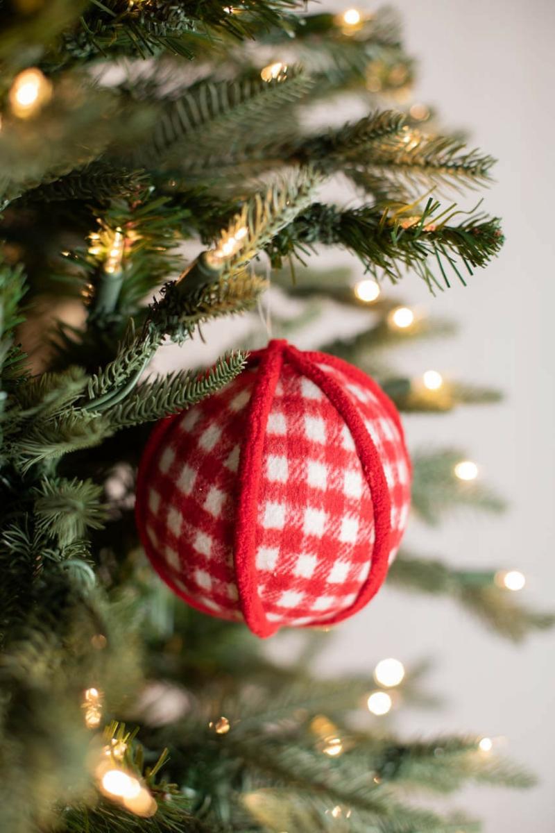 Ornaments | 4" Fabric Country Check Ball Ornament Ornaments