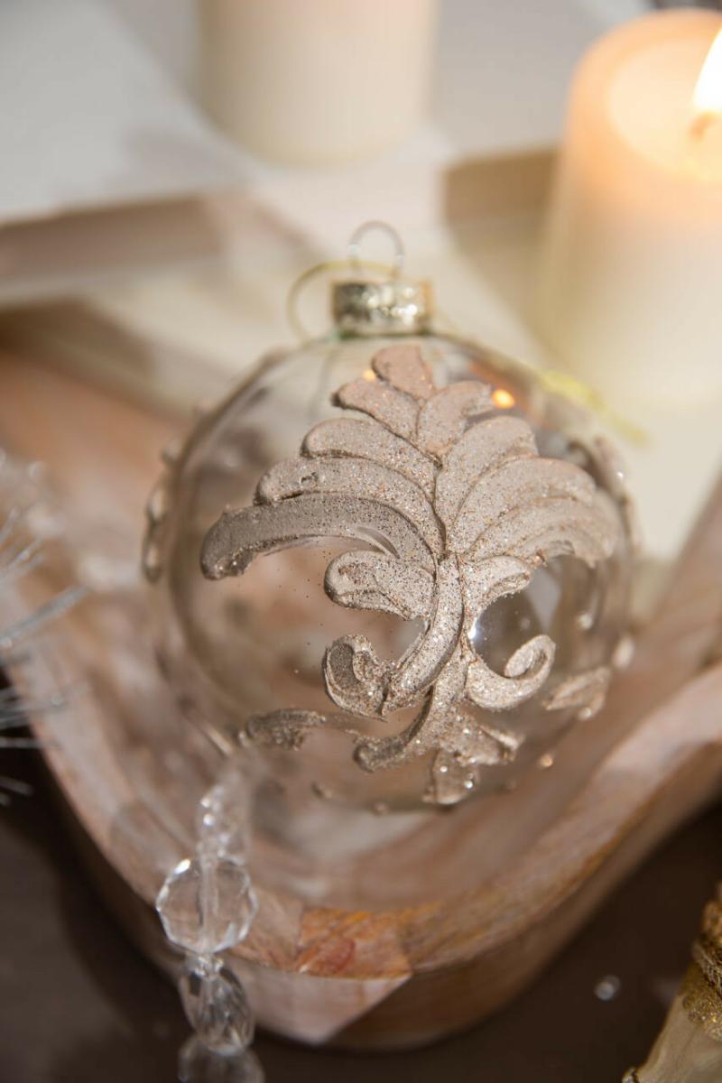 Ornaments | 4" Glass & Resin Acanthus Leaf Ball Ornament Ornaments Ornaments