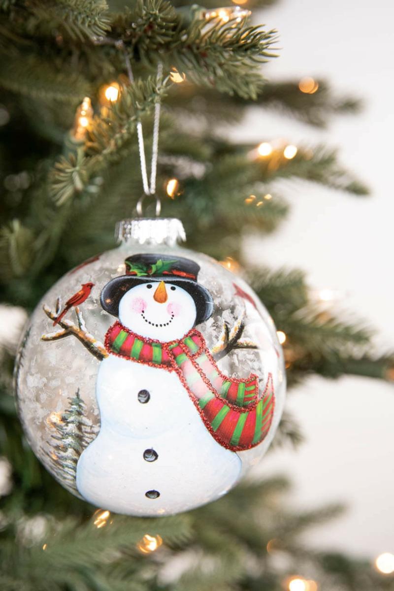 Ornaments | 4" Glass Winter Snowman Ornament Ornaments Ornaments