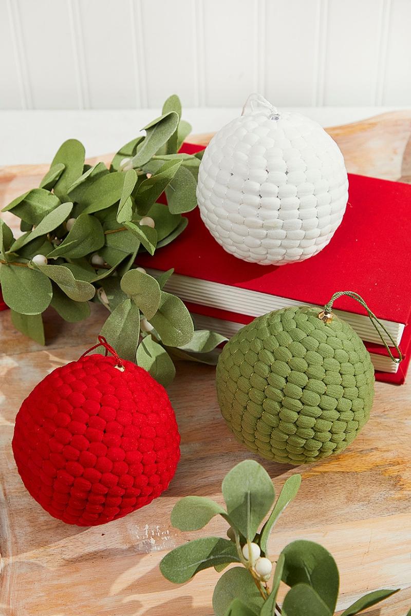 Ornaments | 4" Knit  Pom Pom Ball Ornament Ornaments Ornaments