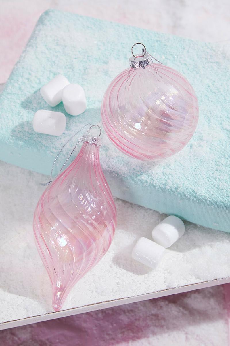 Ornaments | 4" Pink Glass Swirl Ornament Ornaments Ornaments