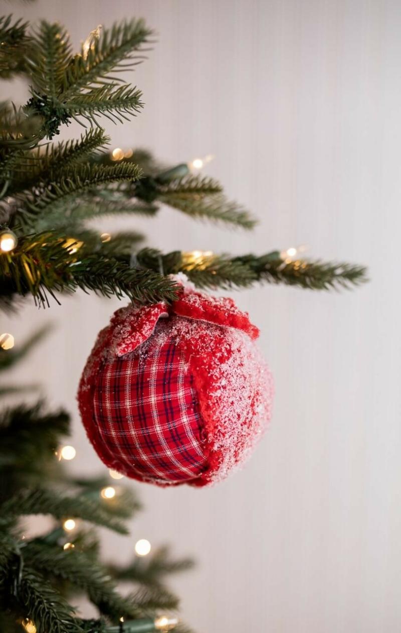 Ornaments | 4" Plaid Wool Ball Christmas Ornaments Ornaments Ornaments