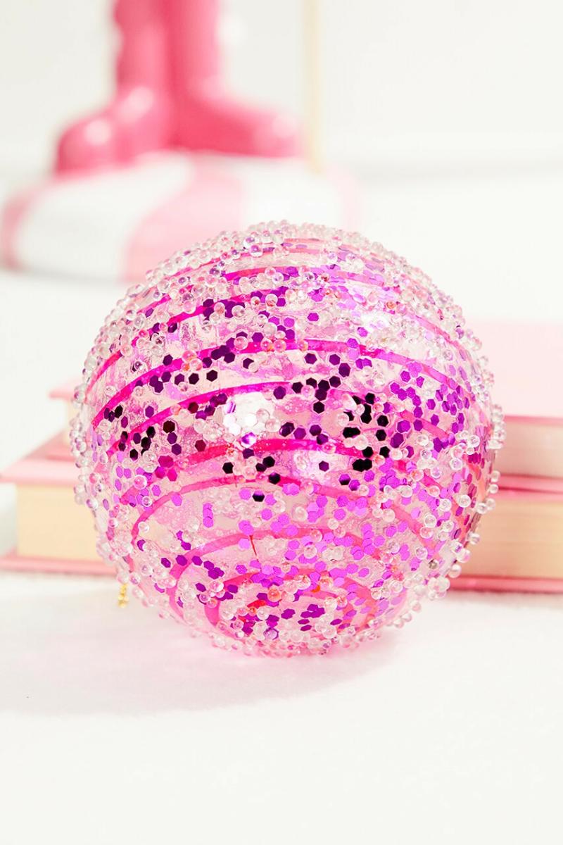 Ornaments | 4" Purple Sequin Iced Ball Ornament Ornaments Ornaments