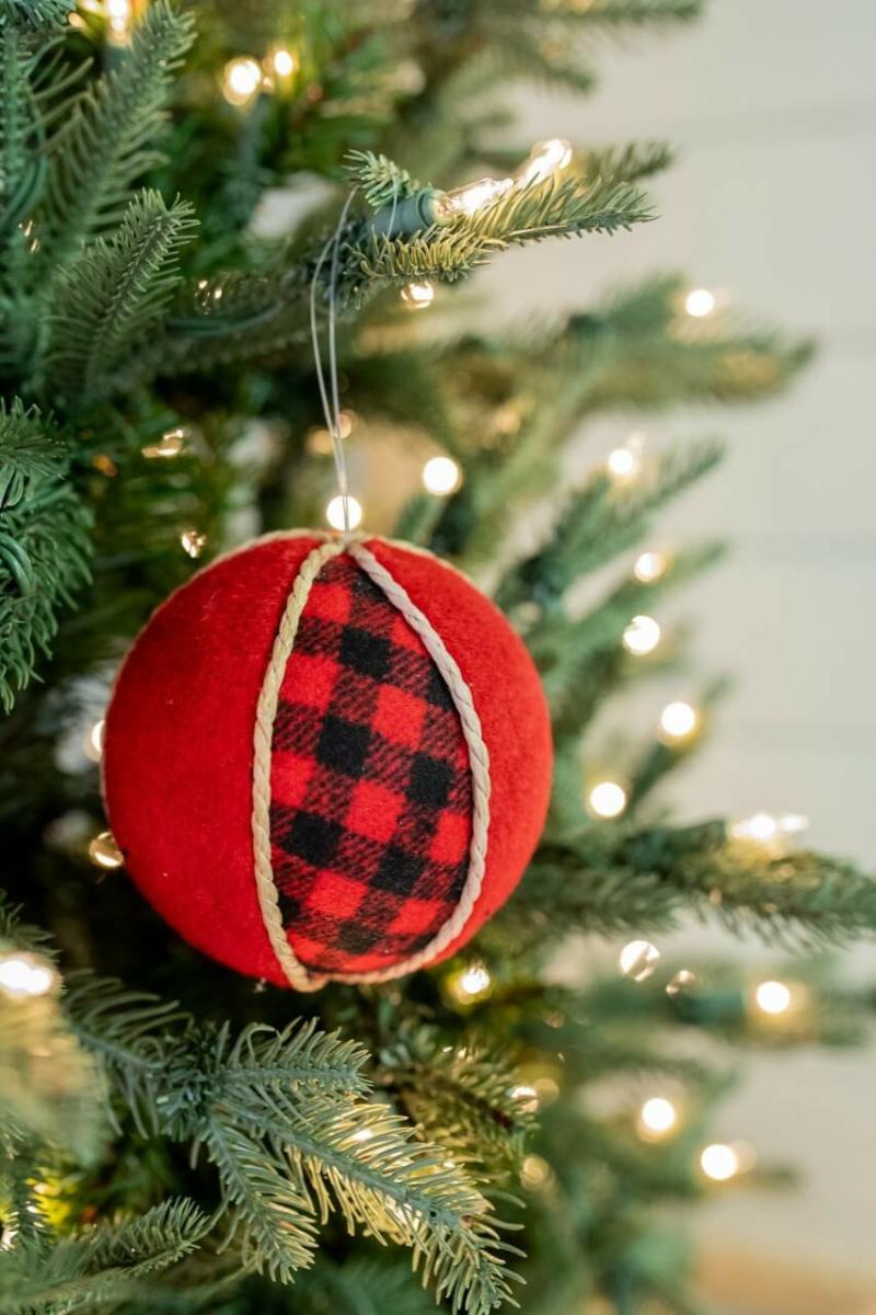 Ornaments | 4" Red And Black Buffalo Check Ball Christmas Ornaments Ornaments Ornaments