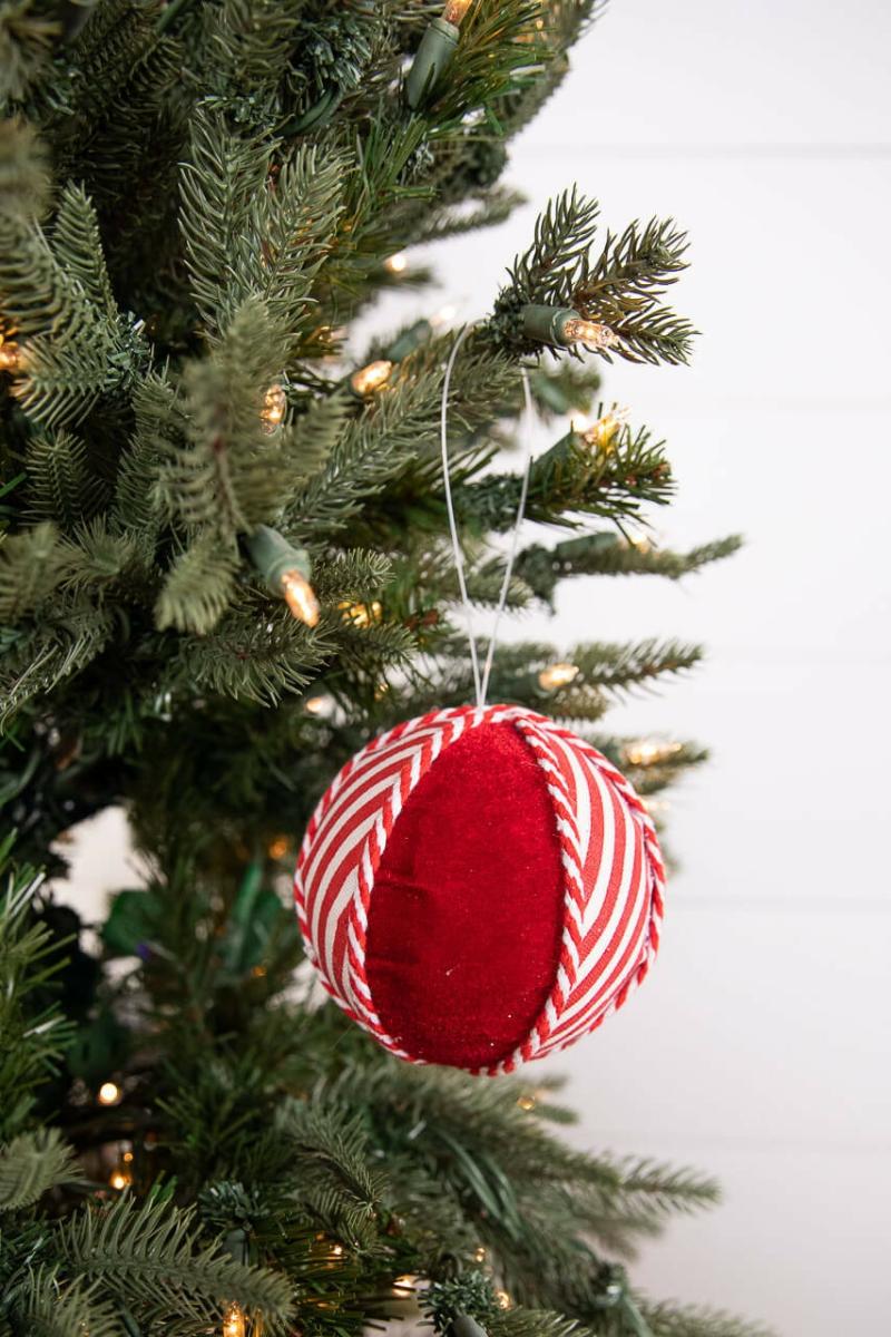 Ornaments | 4" Red And White Stripe Ornament Ball Ornaments Ornaments