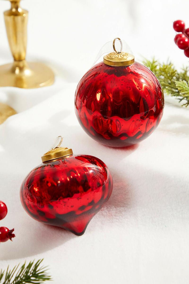 Ornaments | 4" Red Glass Christmas Ornament Ornaments Ornaments