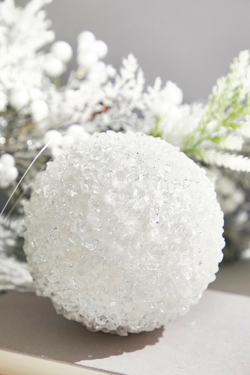 Ornaments | 4" White Crystal Ball Ornament Ornaments Ornaments