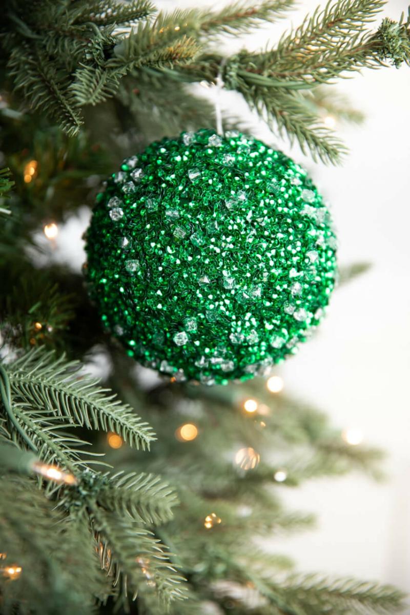 Ornaments | 5.5" Diamond Ice Bead Ball Ornament – Green Ornaments Ornaments