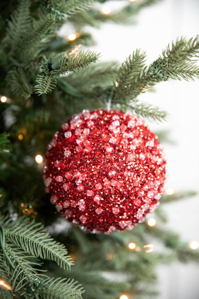 Ornaments | 5.5" Diamond Ice Bead Ball Ornament – Red Ornaments Ornaments