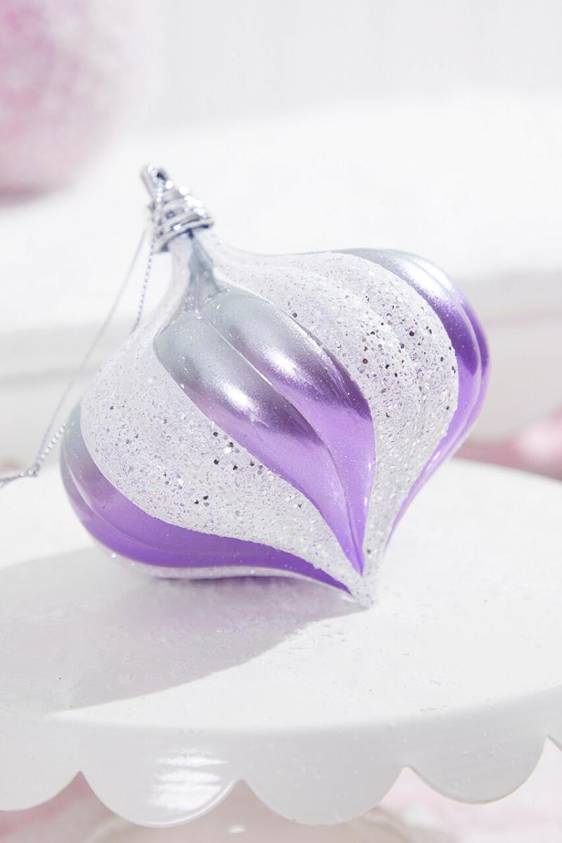 Ornaments | 5.5" White And Lavender Onion Ornament Ornaments Ornaments