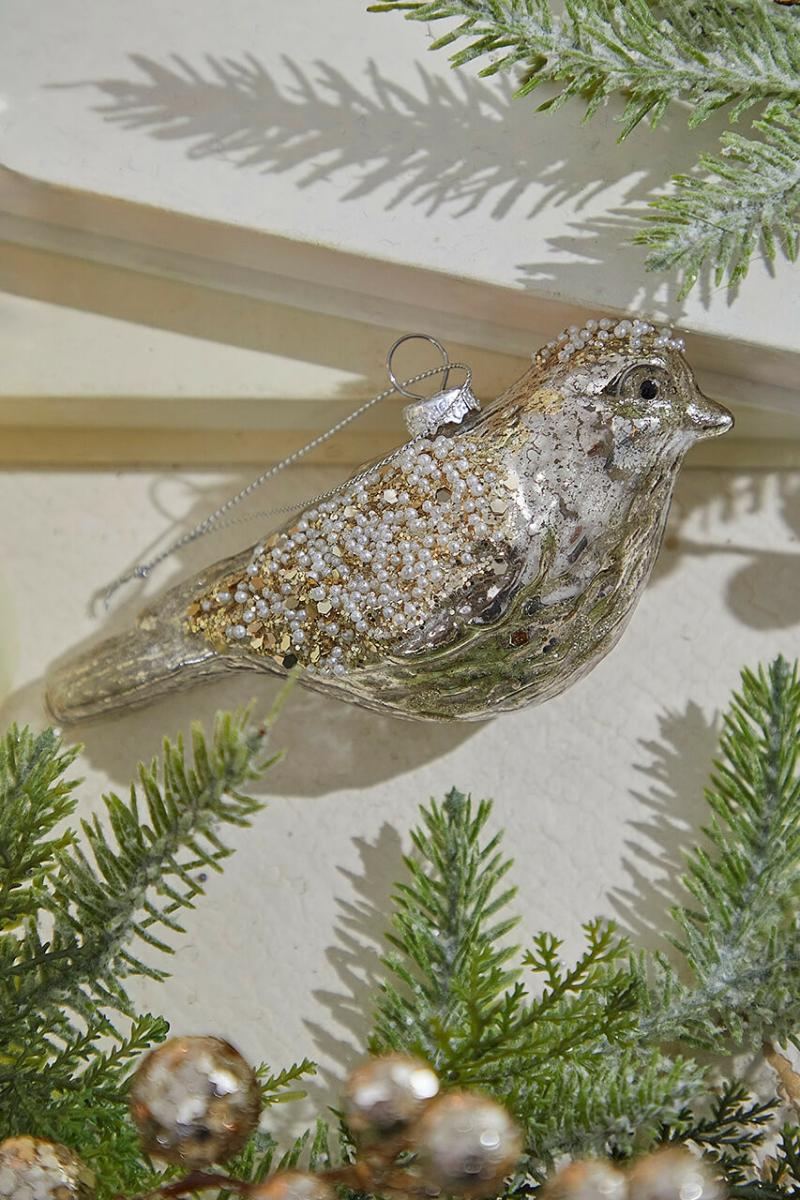 Ornaments | 5" Glass Jeweled Songbird Ornament Ornaments Ornaments