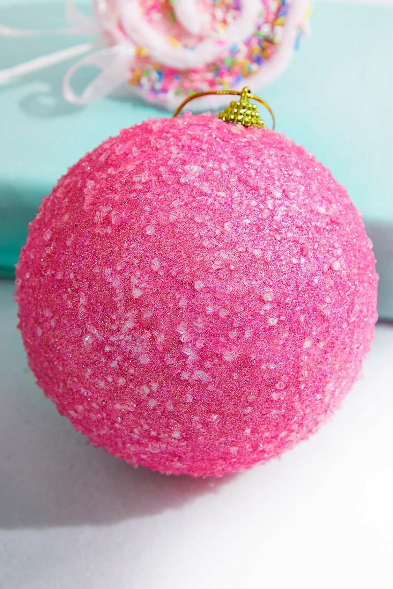 Ornaments | 5" Pink Iced Ball Ornament Ornaments Ornaments