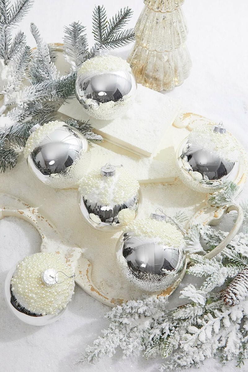 Ornaments | 5" Silver Christmas Ball Ornament – Set Of 6 Ornaments Ornaments