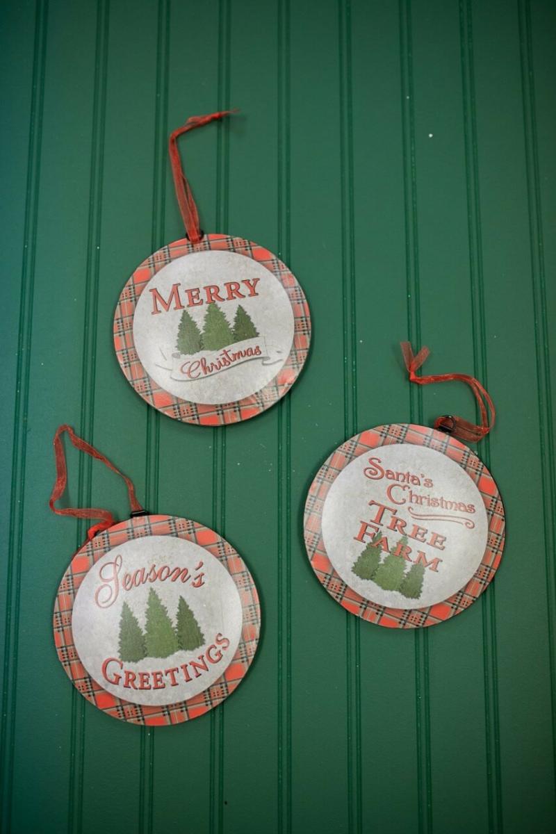 Ornaments | 6.6" Buffalo Plaid Metal Christmas Ornaments Ornaments Ornaments