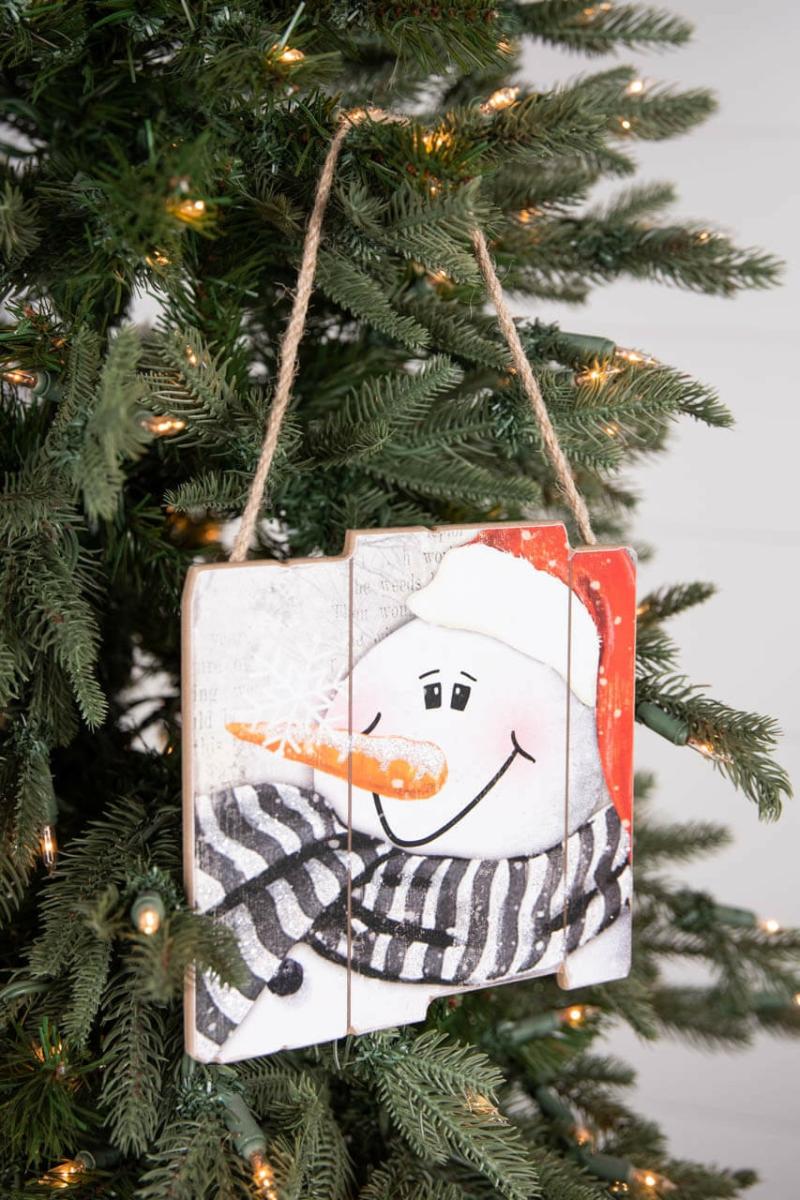 Ornaments | 6.6" Wood Snowman Sign Ornaments Ornaments