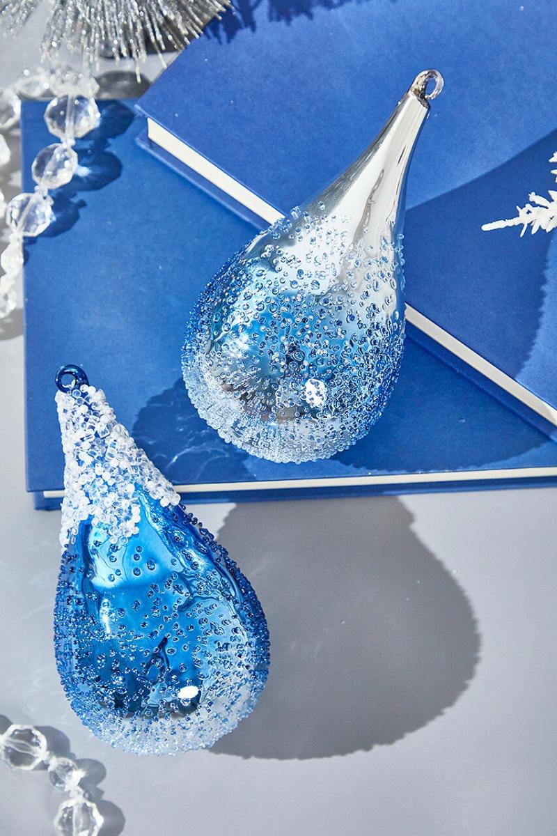 Ornaments | 6" Blue  Glass Drop Ornament Ornaments Ornaments