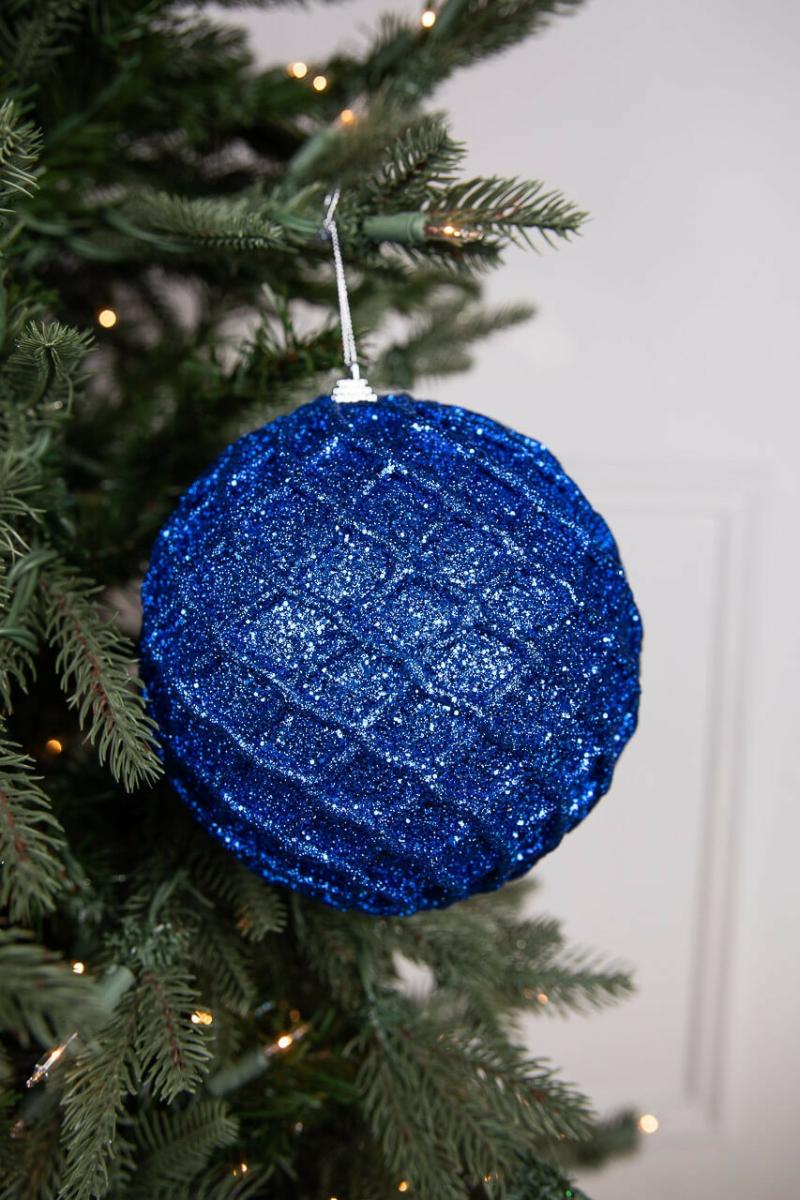 Ornaments | 6"  Blue Glittered Net Ball Ornament Ornaments Ornaments