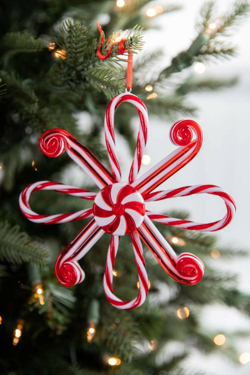 Ornaments | 6" Candy Cane Snowflake Ornament Ornaments Ornaments