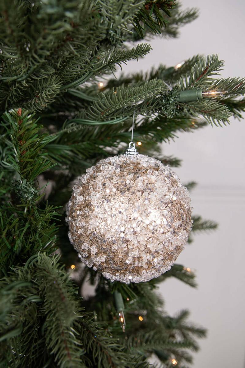 Ornaments | 6" Glittery Sequin Iced Ball Christmas Ornament – Platinum Ornaments Ornaments