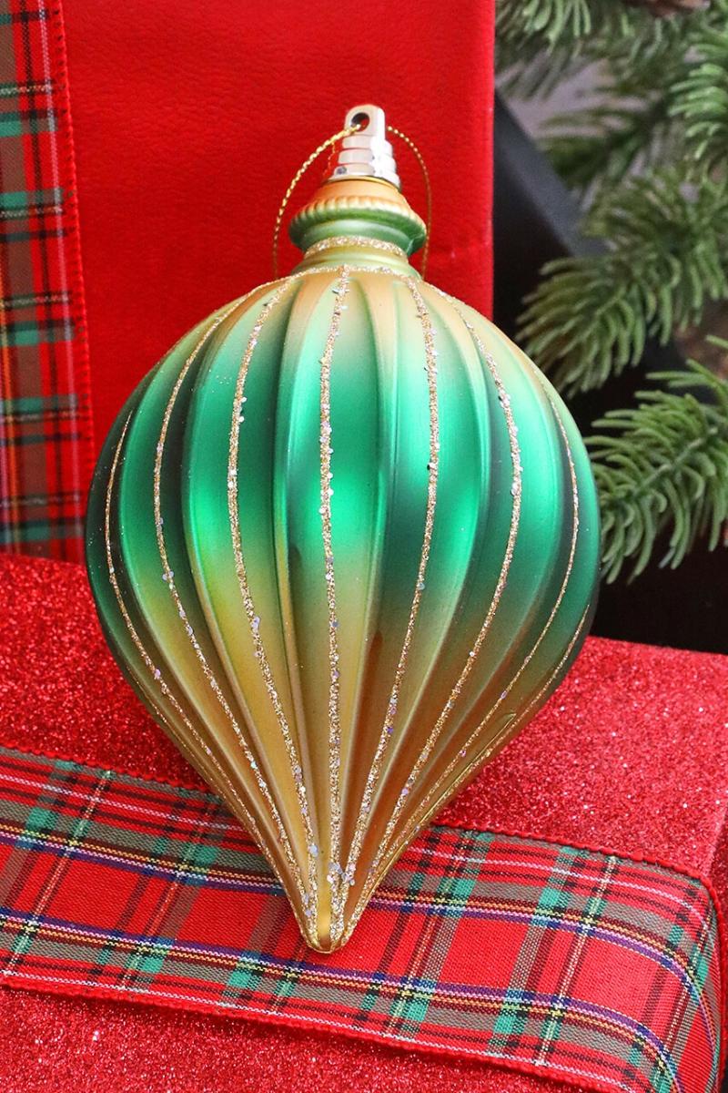 Ornaments | 6" Green & Gold Drop Ornament Ornaments Ornaments