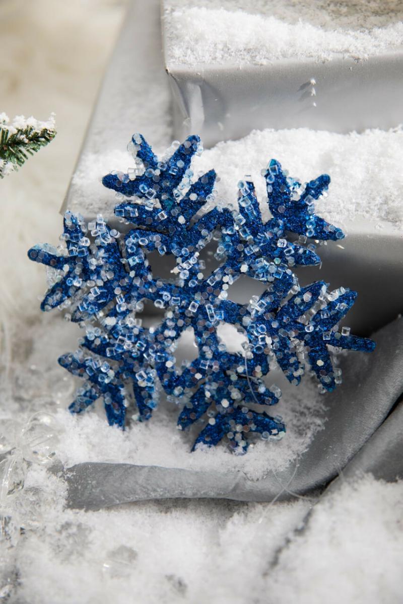 Ornaments | 6" Iced Glitter Snowflake Christmas Ornament – Blue Ornaments Ornaments