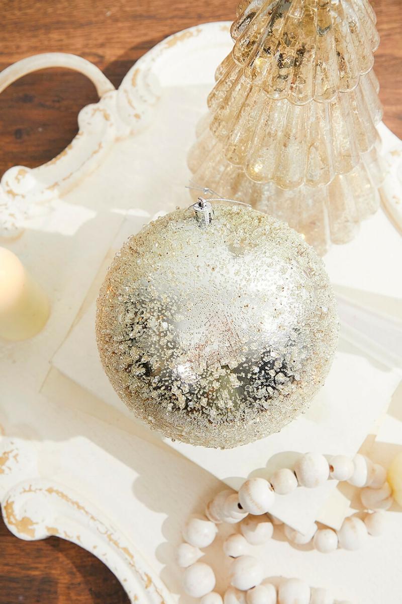 Ornaments | 6" Iced Metallic Ball Ornament Ornaments Ornaments