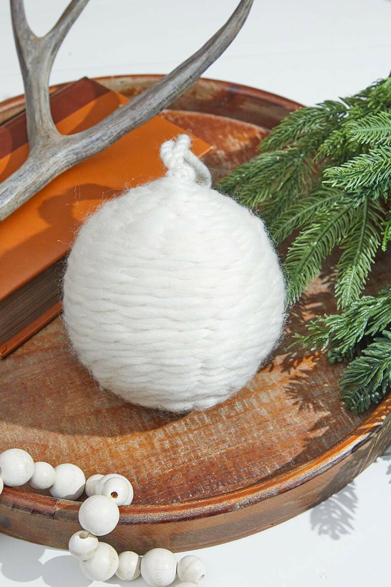 Ornaments | 6" White Tweed Ball Ornament Ornaments Ornaments