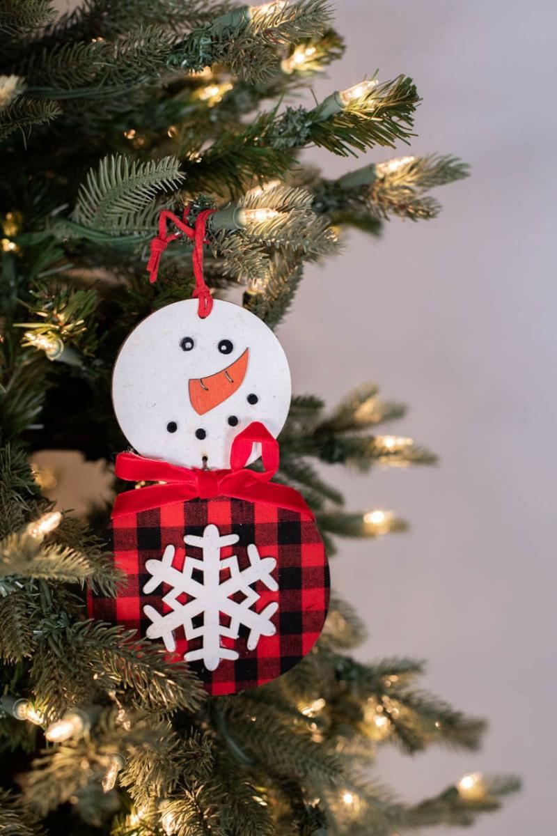 Ornaments | 7" Buffalo Check Snowflake Snowman Ornament Ornaments Ornaments