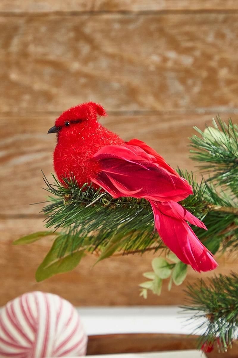 Ornaments | 7" Foam Feather Cardinal Clip-On Ornaments Ornaments