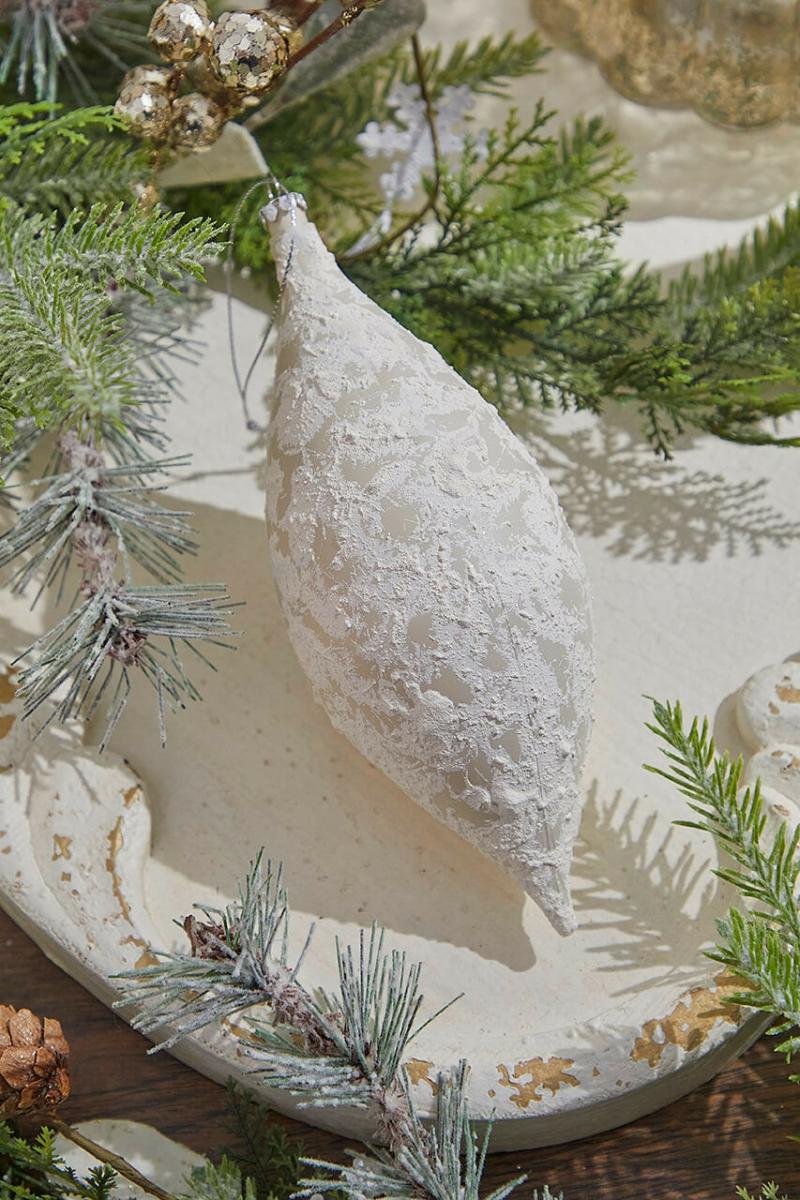 Ornaments | 7" Ivory Textured Finial Ornament Ornaments Ornaments