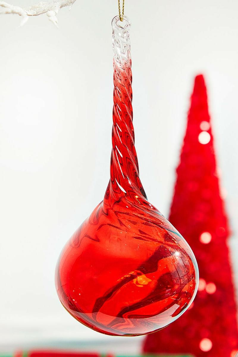 Ornaments | 7" Red Drop Glass Ornament Ornaments Ornaments