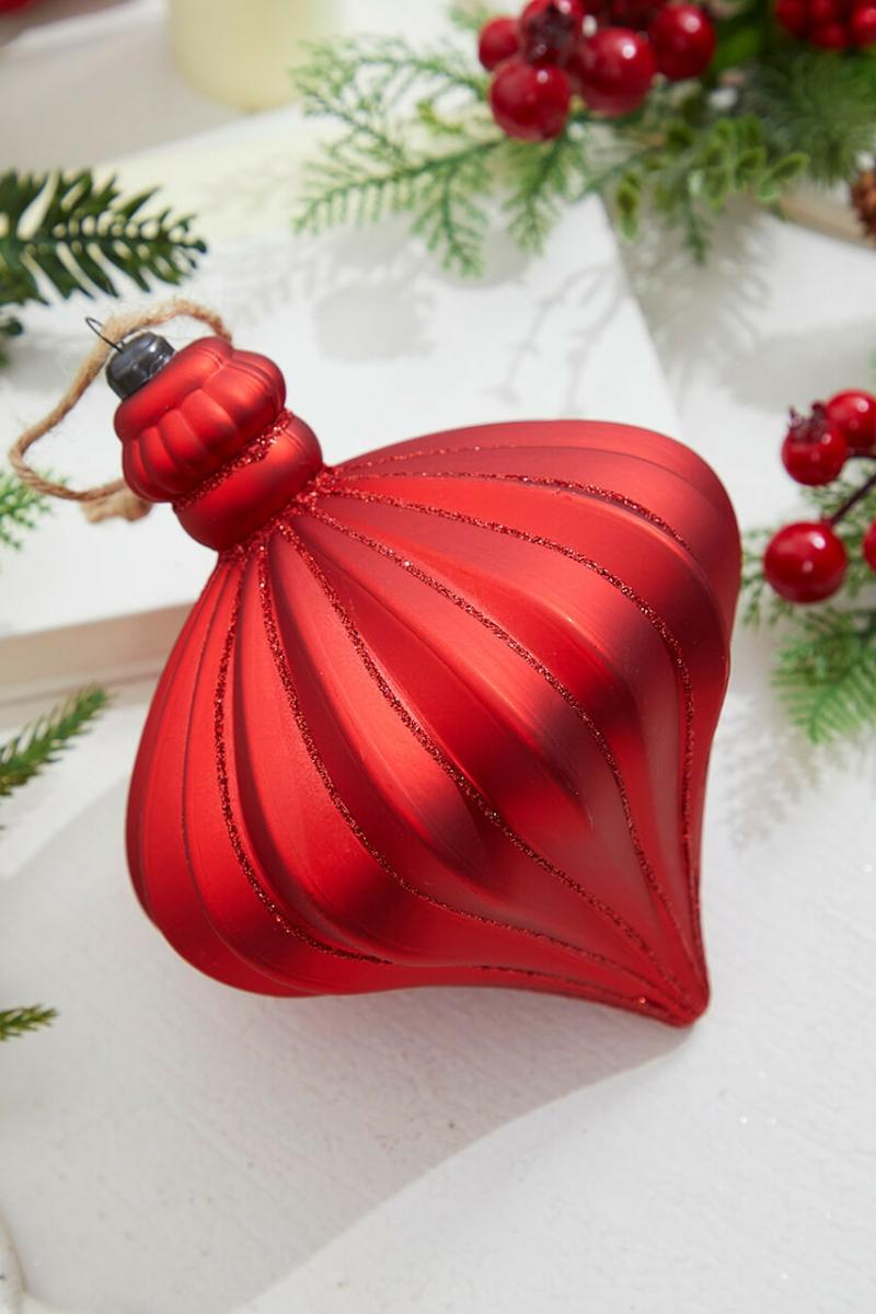 Ornaments | 7" Red Glitter Onion Finial Ornament Ornaments Ornaments