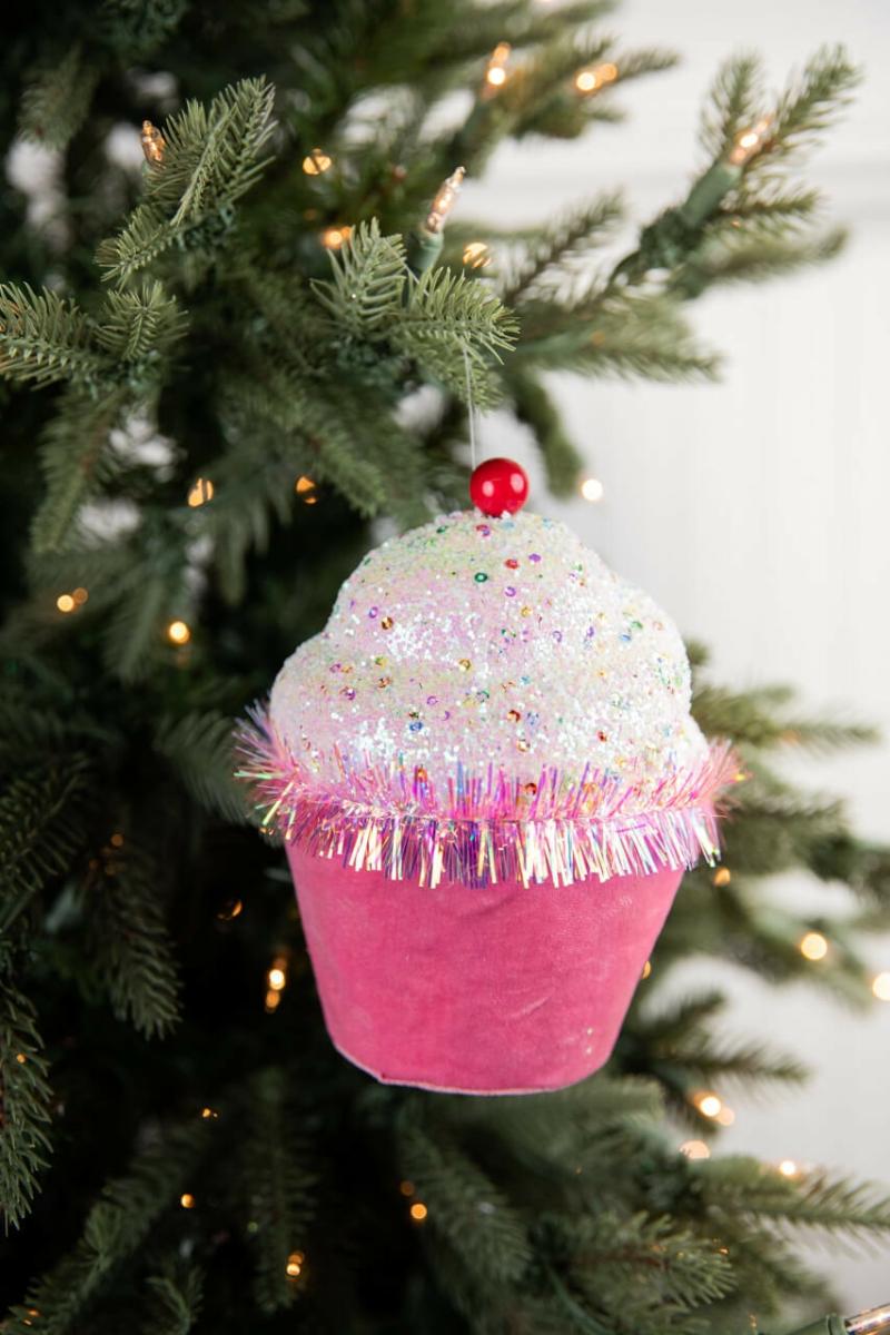 Ornaments | 7" Sprinkles Tinsel Cupcake Ornament Ornaments Ornaments