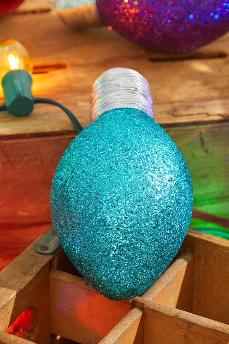 Ornaments | 7" Teal Glitter Light Bulb Ornament Ornaments Ornaments