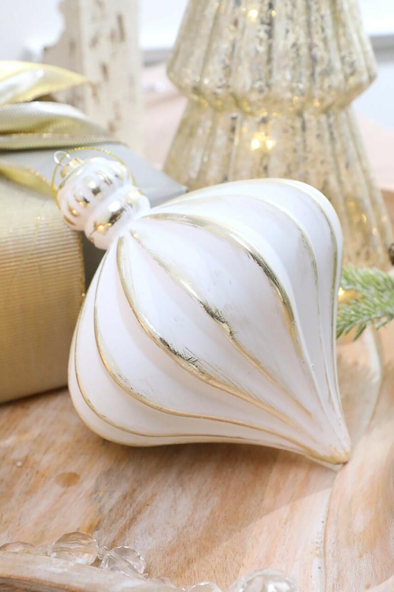 Ornaments | 7" White & Gold Matte Onion Ornament Ornaments Ornaments