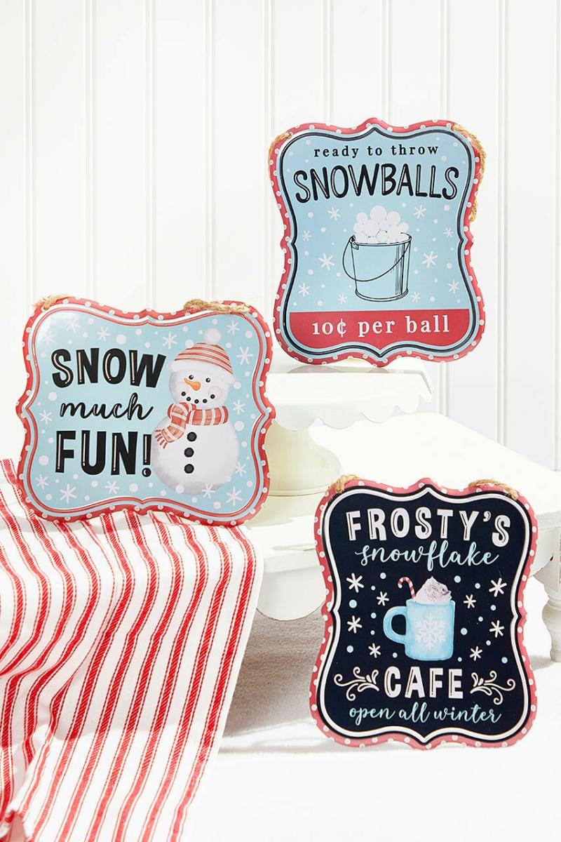 Ornaments | 7"X 6" Assorted Embossed Winter Sign Ornaments Ornaments