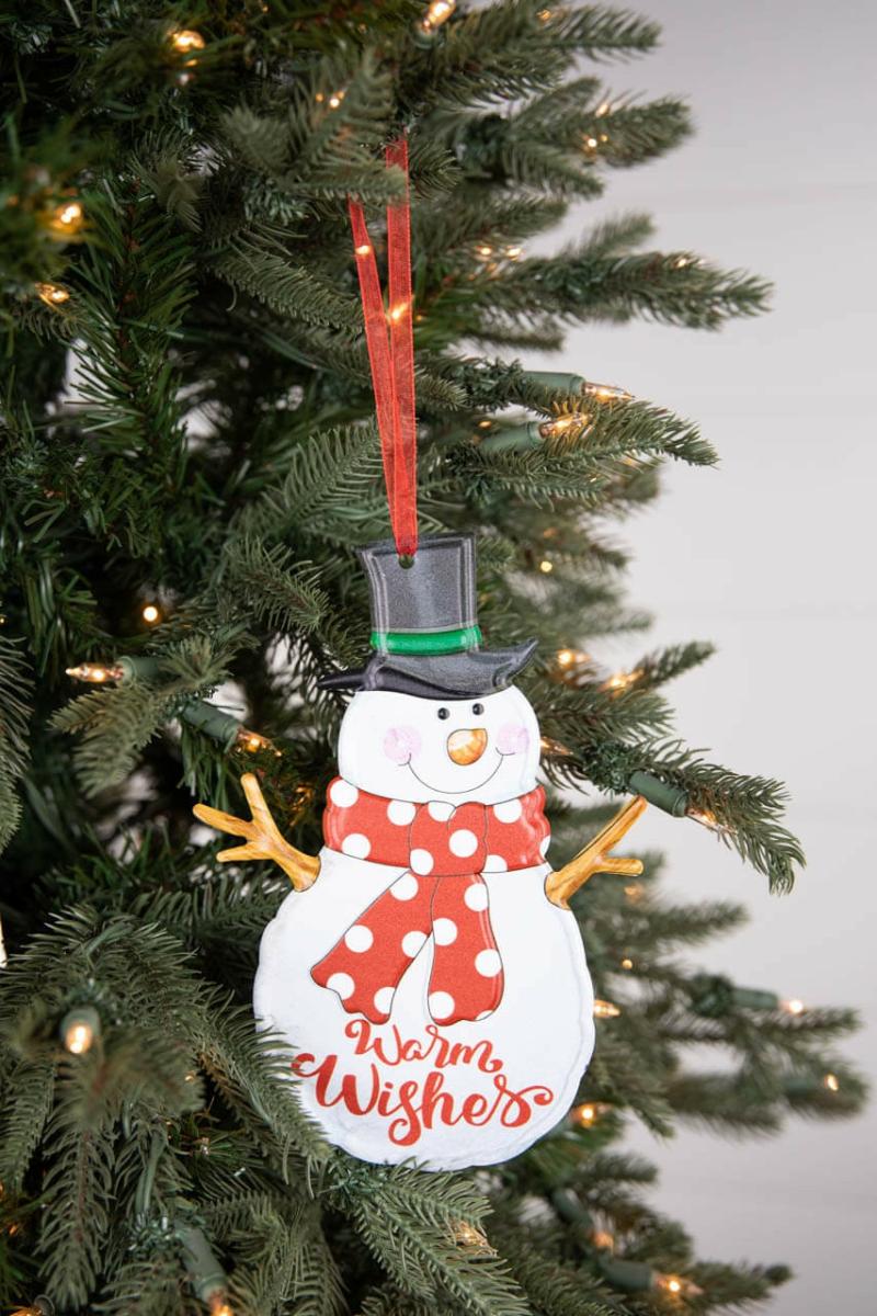 Ornaments | 8.27" Metal Holiday Snowman Ornament With Ribbon Ornaments Ornaments