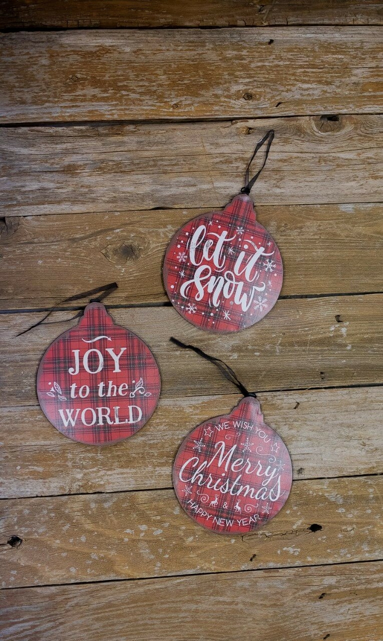 Ornaments | 8.6" Metal Buffalo Check Christmas Ornaments Ornaments Ornaments