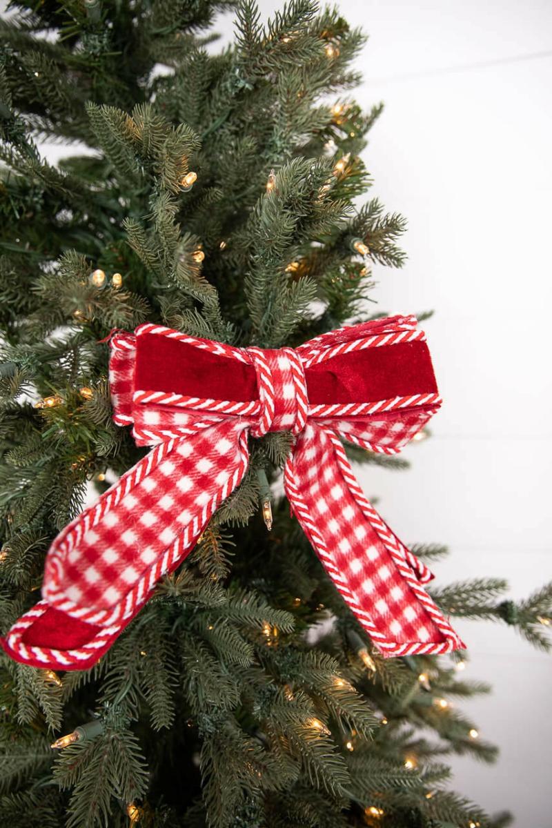 Ornaments | 8" Red And White Plaid Bow Ornaments Ornaments