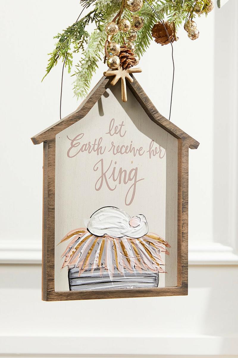 Ornaments | 8" X 10.5" Creche "Let Earth Receive Her King" Wall Sign Ornaments Ornaments