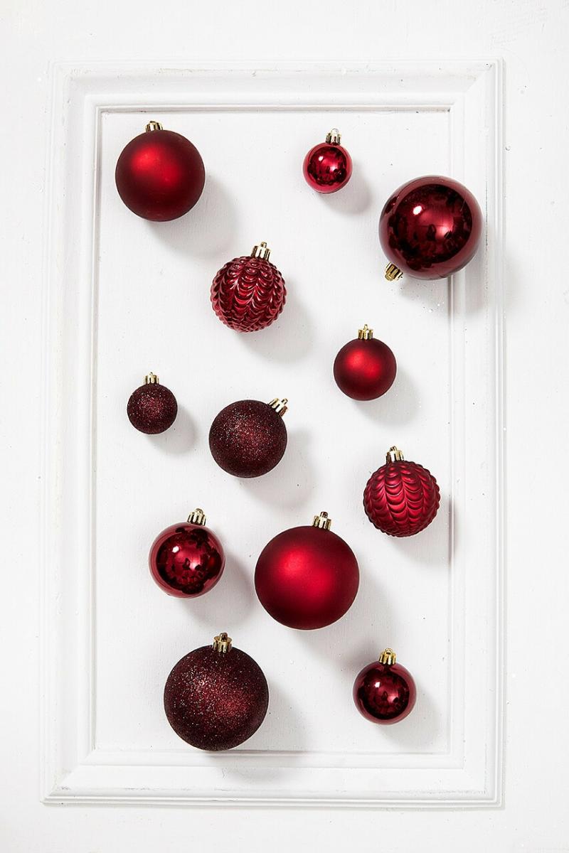 Ornaments | 80Pc Shatterproof Ornament Tub – Oxblood Ornaments Ornaments