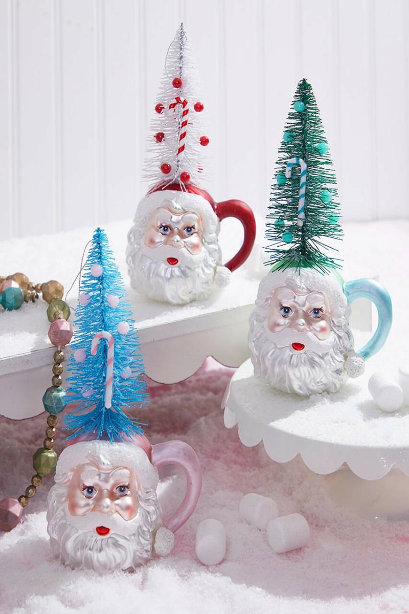 Ornaments | 9" Glass Santa Cup Ornament Ornaments Ornaments