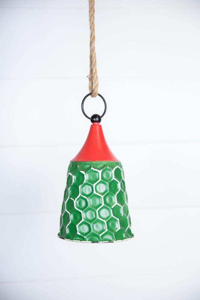 Ornaments | 9" Green/Red Metal Bell Ornament Ornaments Ornaments