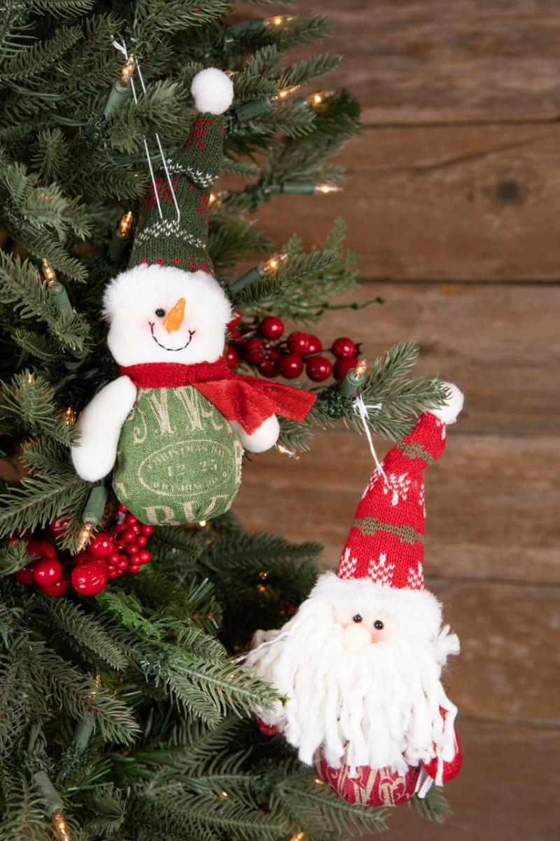 Ornaments | 9" Plush Santa & Snowman Ornament Ornaments Ornaments