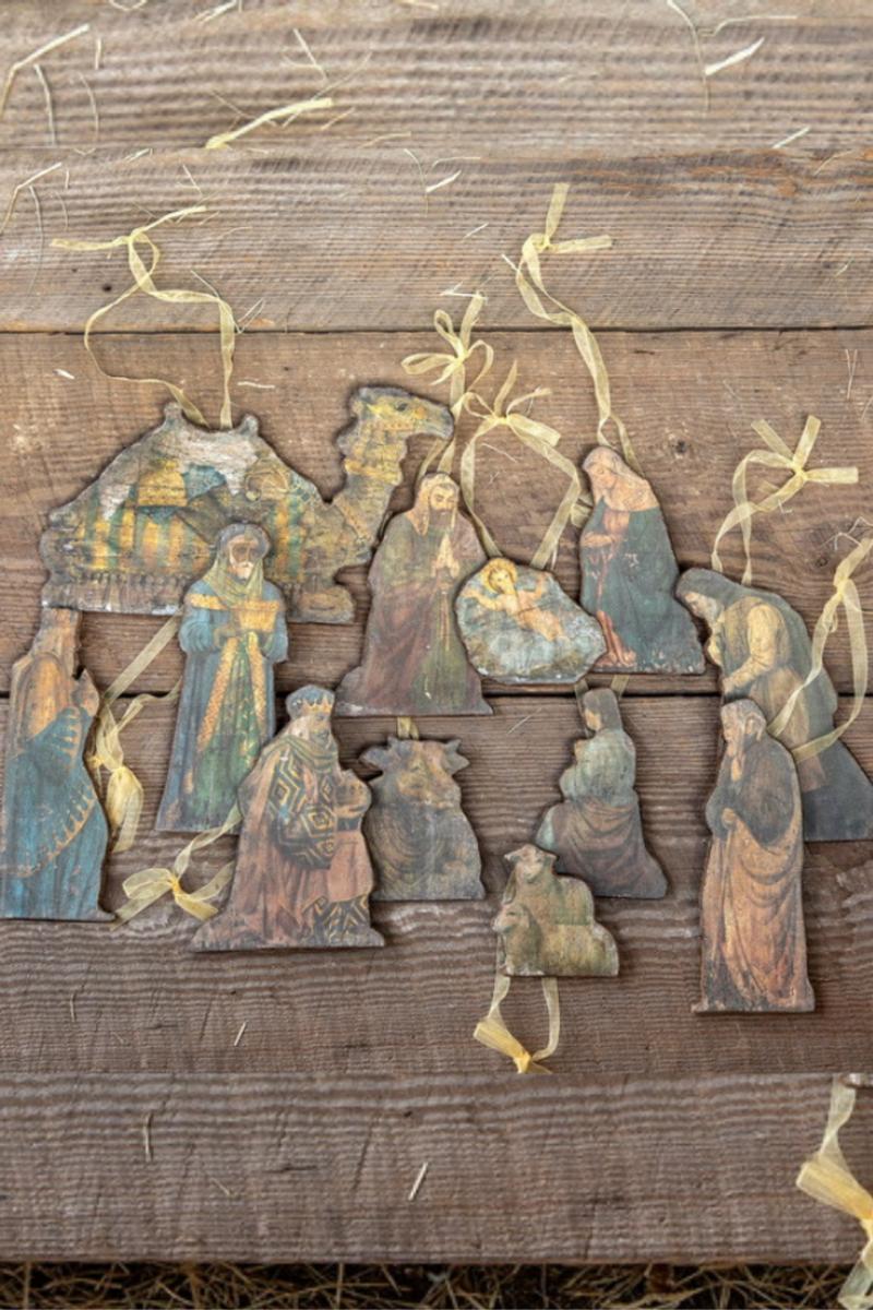 Ornaments | Antique Wood Nativity Ornaments – Set Of 12 Ornaments Ornaments