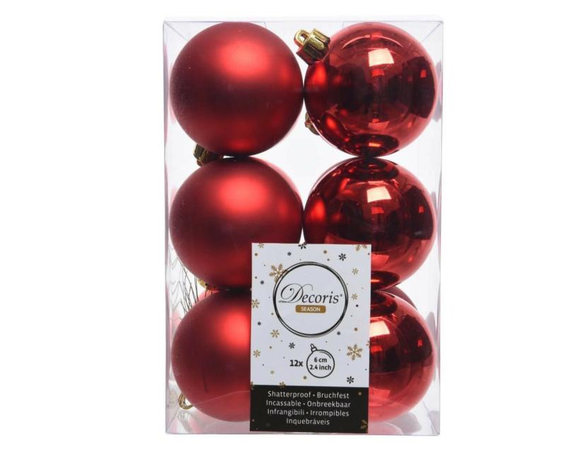 Ornaments | Christmas Red Assorted 6Cm  Shatterproof – Set Of 12 Ornaments Ornaments