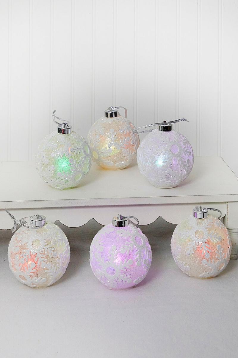 Ornaments | Lighted Snowflake Spheres – Set Of 6 Ornaments Ornaments