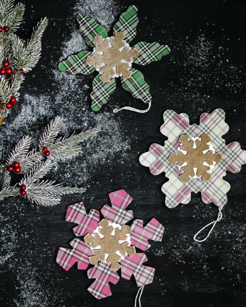 Ornaments | Plaid Snowflakes Christmas Ornaments Ornaments Ornaments