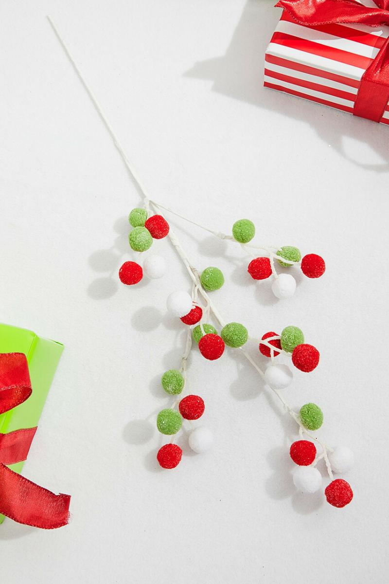 Picks & Sprays | 28" Felt Ball Spray – Red/White/Green Picks & Sprays Picks & Sprays